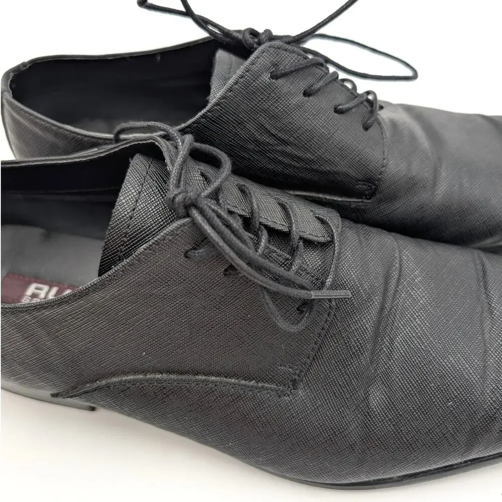 Rush by Gordon Rush Milan Plain Toe Dress Shoes Men's Black Saffiano Sz US9 EU42
